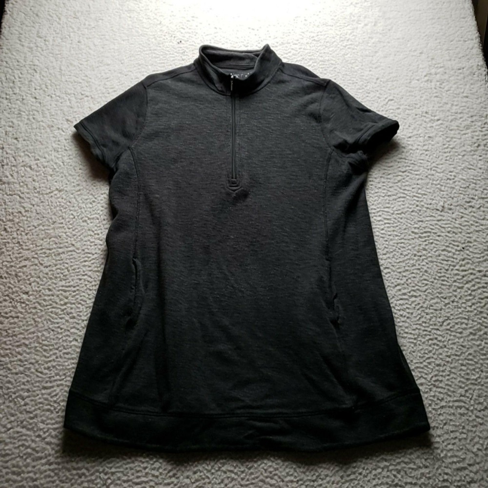 Lululemon Shirt Womens Large Gray 1/4 Zip Mock Neck Short Sleeve Athletic Top